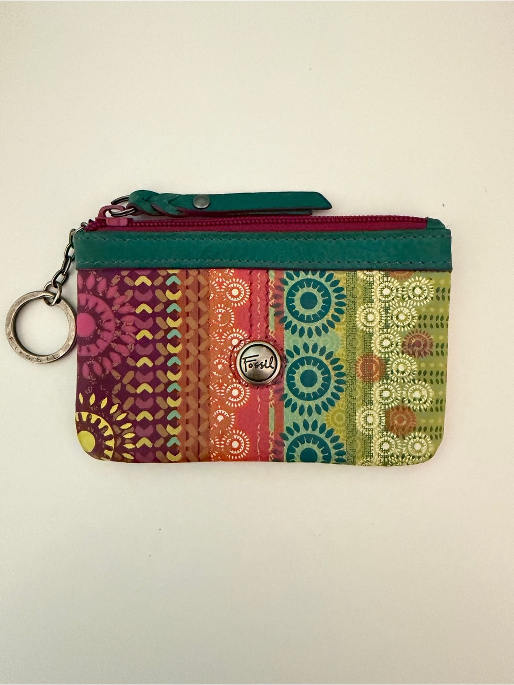 Vintage Fossil Key-Per Patchwork Keychain Coin Pouch/Wallet